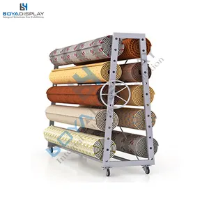 Tùy Chỉnh Kim Loại Thảm Cán Mẫu Hiển Thị Rack Rug Vải Mẫu Hiển Thị Rack Wallpaper Cuộn Cho Showroom Triển Lãm Thương Mại