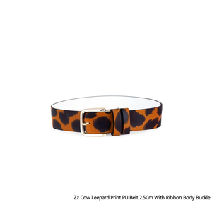 Cinturón de PU con estampado de leopardo Zz Cow de 2.5 cm con hebilla de marco cuadrado para mujer, cinturones casuales de moda. - Product Image 5