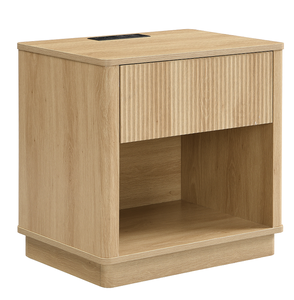Modern Wood Nightstand with 2 Drawers Outlet & USB Port Eco-Friendly Durable Design for Hotels & <b>Small</b> Spaces - Product Image 3