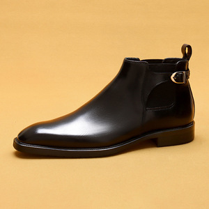 Men's Genuine Leather Ankle <b>Boots</b> Pointed Toe Buckle Strap Solid Color Rubber Outsole EVA Midsole Autumn Style Wholesale - Product Image 4