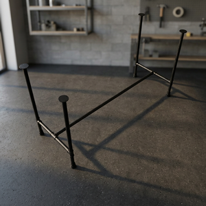 Système d'assemblage de table de style industriel avec pieds en acier 140x60x73cm, installation facile, conception PIPE Concept - Product Image 3
