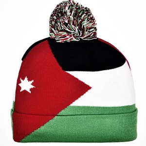 Nuevo Gorro de Punto con la Bandera de Jordania, Gorro de Invierno para Hombre y Mujer, Gorro con Pompón, Gorro Cálido, Suave y Elástico, Barato, Personalizado, al por Mayor - Product Image 1