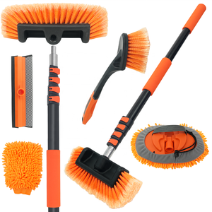 Kit de Limpieza de Autos 6 en 1, Palo Extensible de 12 Pies <span class=keywords><strong>con</strong></span> Cepillo de Lavado, Limpiacristales, Plumero, Cepillo para Neumáticos y Guante de Lavado de Chenilla - Product Image 1