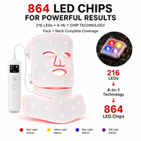Masque de luminothérapie rouge RedThera 510K homologué pour le visage et le cou, 216 LED, masque de luminothérapie infrarouge pour le visage et la poitrine