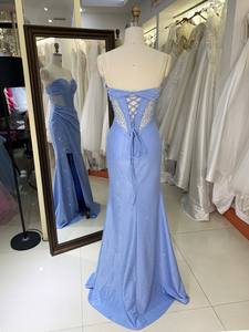 2026 elegante corsé azul polvoriento vestido de noche vestido de diamantes de imitación bordado transparente decorado Formal con cintura Natural - Product Image 2