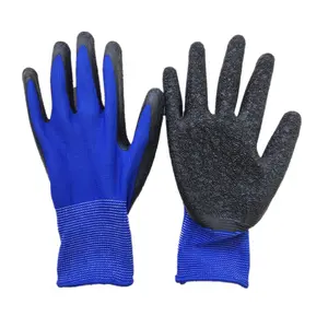 Gants de travail en caoutchouc latex, 4 pièces, revêtus de caoutchouc froissé, gants de protection des mains