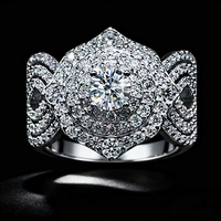 Cincin perak murni S925 baru mewah lampu cincin penuh berlian penuh moissanite retro elegan cincin wanita