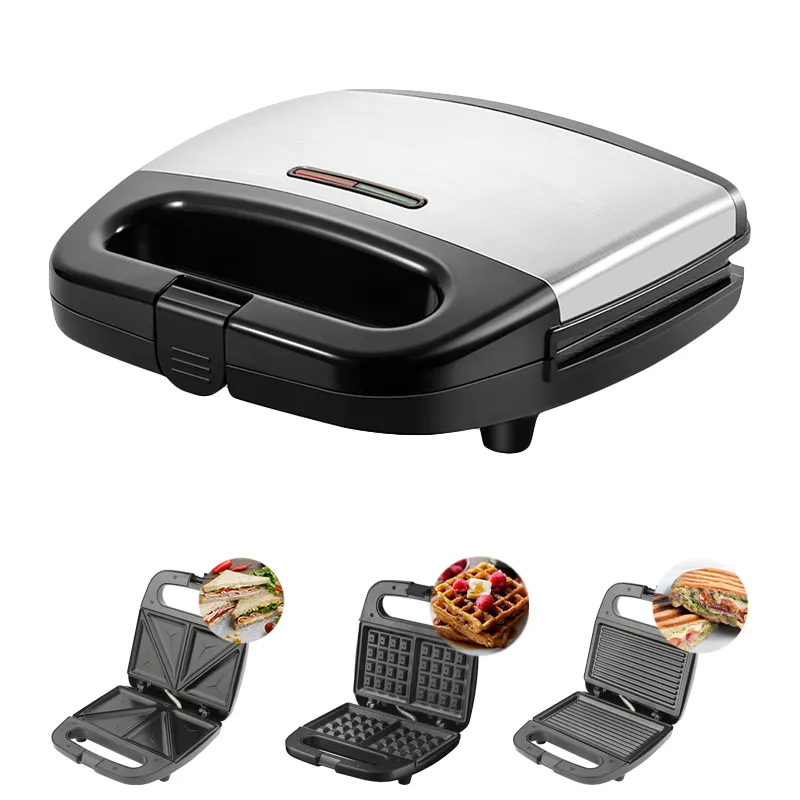 2023 nhà bếp thiết bị điện 3 trong 1 Báo Chí nướng thép không gỉ 4 Waffle 2 lát bánh Sandwich Maker