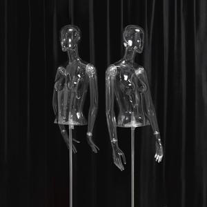 Mannequin de Torse Féminin Personnalisé Transparent avec Base Métallique, <span class=keywords><strong>Buste</strong></span> en Plastique Clair pour Présentation - Product Image 3
