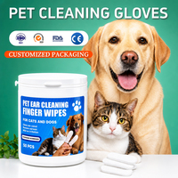 Geperst logo parelpatroon non-woven honden- en katten tandreinigingsdoekjes voor huisdieren