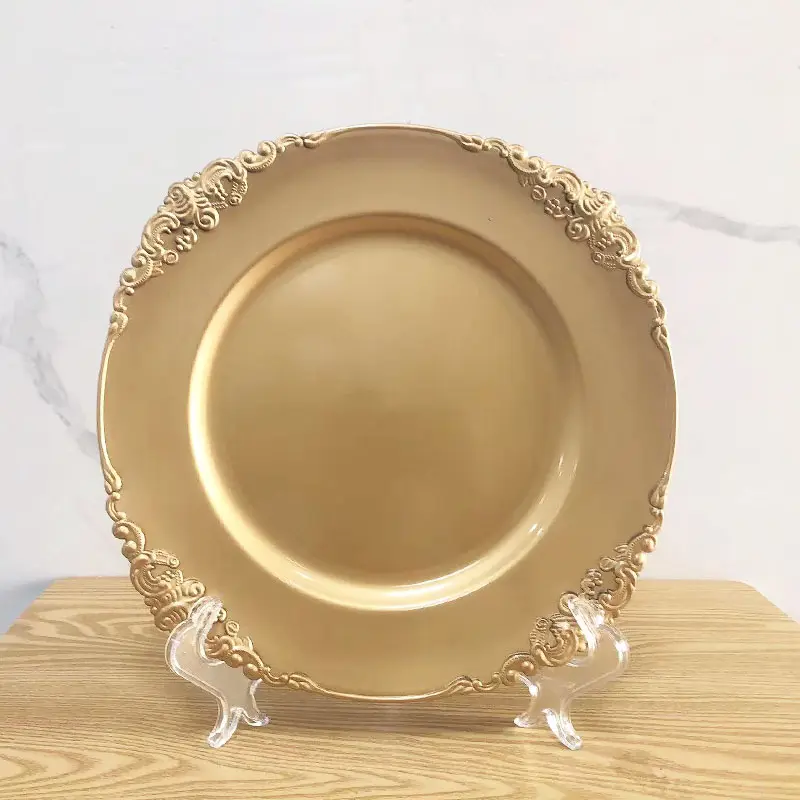 Gold 13inch Silver Wedding Charger plates Wholesale Cheap Customized Acrylic Dinner Plate charger Party Decorative