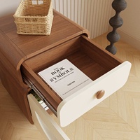 Table de chevet moderne avec rangement, 2 tiroirs, table de chevet en bois, design à bords arrondis pour chambre d'enfant