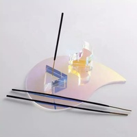 Porte-encens acrylique en verre de plexiglas irisé en Arc découpé au Laser, porte-encens moderne porte-brûleur d'encens cendrier
