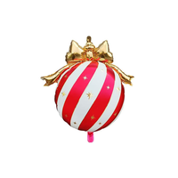 Ballon en aluminium en forme de boule de Noël de 30 pouces avec pompon et nœud de Père Noël pour les fêtes et les décorations du Nouvel An
