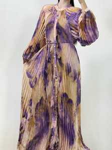 Abito Lungo Floreale da Donna con Scollo a O, Maniche Lunghe in Chiffon, Casual, Elegante, per Feste, Primavera Estate, Taglie Forti, Ingrosso OEM ODM - Product Image 5