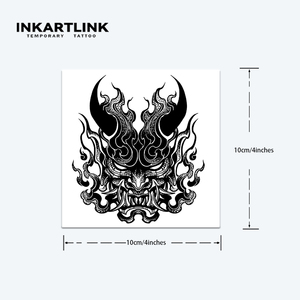 INKARTLINK Adesivo Tatuaggio Maschera Hannya Demone <span class=keywords><strong>Oni</strong></span> Totem Erbe 15 Giorni Semi-permanente Body Art Collo e Mascella Ingrosso - Product Image 3