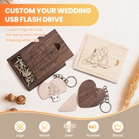 Flash Drive USB 3.0 Kayu 2TB Baru dengan Desain Hati, Ukiran Logo Gratis, Kecepatan Tinggi, Garansi 1 Tahun - Hadiah Bisnis Pernikahan