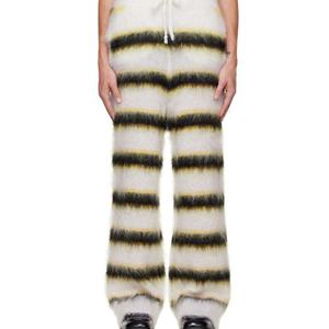 Pantalones de punto de mohair personalizados OEM y ODM para hombre, pantalones de punto sueltos, pantalones de punto peludos de otoño, cintura elástica, corte acampanado, camuflaje, cintura media, casual - Product Image 5