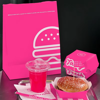Boîte à collation rectangulaire en carton rigide jetable et recyclable avec poignée pour burgers, frites, sushis, gâteaux – Taille et couleur personnalisables, finition UV