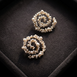 Women's Gold Plated Flower Stud Earrings Romantic Imitation <b>Pearl</b> Jewelry - Product Image 3