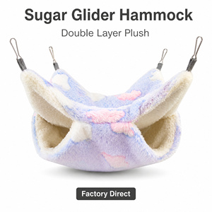 Hammock Gantung Double Layer Plush untuk Hewan Peliharaan Kecil, Kantung Tidur Hangat Musim Dingin, Langsung dari Pabrik - Product Image 1