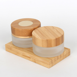 Usine directe 50g pots de crème cosmétique en verre dépoli pot cosmétique en verre de bambou - Product Image 3