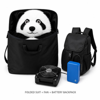 Costume de Mascotte Panda Gonflable en Peluche et Fausse Fourrure pour Halloween, Combinaison Intégrale de 2,0-3,0 M de Haut avec Batterie Incluse pour Spectacles