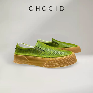 Mocassins Homme Verts Respirants à Talon Moyen Chaussures Décontractées Tendance Été Design Évidé - Product Image 4
