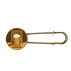 Vintage Beer Festival Brooch Pin Round Handmade Glass Beer Brooch For Men Women Party Jewellery Gift