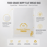 Sacs plats transparents personnalisés de qualité alimentaire, haute clarté, thermoscellables, en cellophane pour l'emballage du pain, des pâtisseries et des biscuits