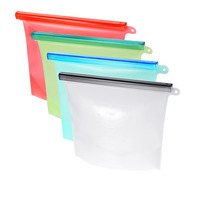 Bolsas de Silicona para Almacenamiento de Alimentos con Código de Color y Cierre Deslizante, Bolsas Reutilizables para Congelador para Preparación de Comidas Familiares y Refrigerios