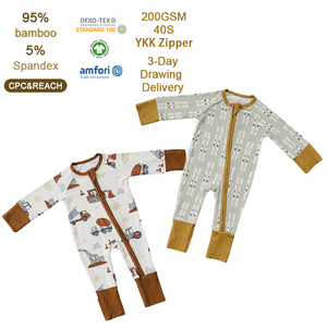 Combinaison pour bébé bio en bambou côtelé avec fermeture éclair, grenouillère pour bébé durable, pyjama pour nouveau-né, vêtements pour bébé personnalisés, combinaison pour nourrisson - Product Image 1