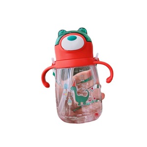 Botella de agua colorida para niños con pajita, asa antideslizante de plástico, diseño de dibujos animados para niños pequeños y preescolares - Product Image 5