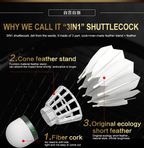 Fabricación de Volantes de Bádminton Híbridos de Plumas, Económicos y Duraderos, para Deportes al Aire Libre, Volantes de Bádminton, <span class=keywords><strong>Kinder</strong></span> Schlager, Federball - Product Image 5