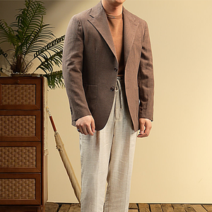 Blazer Homme Léger en Mélange de Lin Semi-Doublé, Style Sport Décontracté, avec Poches Plaquées, Deux Boutons, Simple Boutonnage et Revers Cranté - Product Image 3
