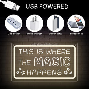 Qui è dove la magia avviene acrilico al Neon intagliato acrilico insegna luce al Neon per la decorazione della parete - Product Image 5