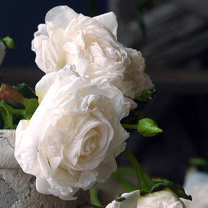 Manufacturers Wholesale 3 Head Burnt Edge Silk Rose <b>Bouquets</b> for Multi-color Wedding Decoration <b>Artificial</b> Flowers - Product Image 3