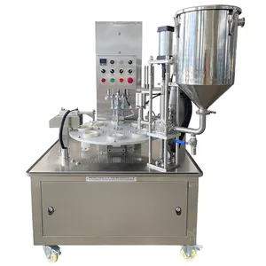 Automatic Turntable Asepsis Yogurt Cup Filling Sealing Machine Rotary Type Plastic Container Filler Sealer Cocktail Juice Packer
