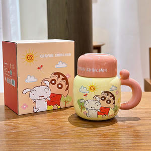 Crayon Shinchan Ceramic <b>Mug</b> <b>With</b> <b>Lid</b> And Handle Leak Proof Gift For Girls Spring 2025 Zuo Mu - Product Image 4