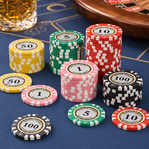 Ensemble de jetons de poker de <span class=keywords><strong>casino</strong></span> en argile et céramique personnalisés de qualité supérieure, 10 grammes, 500 pièces minimum, logo personnalisé, non toxique, écologique, durable - Product Image 1
