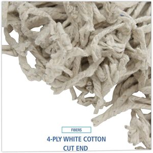 Boardwalk BWKCM02016S 4-Ply #16 White Cotton Band <b>Mop</b> <b>Head</b> Cut-End Design 12/ Carton - Product Image 1