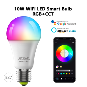 GIET 10W 220V Electric Smart Bulb Lamp E27 Socket Google Voice RGBCW Music Rhythm Remote Control Timing Remote Control for Hotel