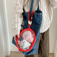 Sac de rangement transparent 3D Kpop Cartoon Fruit pour bébé et étudiant, sac de voyage extérieur mignon en peluche, porte-clés