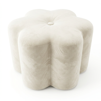 Pouf en velours personnalisé avec logo, capitonné, en forme de fleur, repose-pieds, tabouret de coiffeuse pour salon
