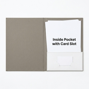Porte-documents professionnel gris taupe texturé <span class=keywords><strong>en</strong></span> lin avec logo personnalisé, porte-documents à deux volets, papeterie haut de gamme - Product Image 2