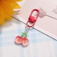 Porte-clés mignon en forme de fruits : pomme, fraise, pêche, cerise – Breloques en résine pour sac, accessoires pendentifs