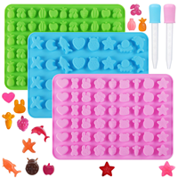 Moule en silicone en gros pour bonbons gélifiés en forme de créatures marines, qualité alimentaire, mini-bac à chocolat et gelée, formes requin, pieuvre, étoile de mer