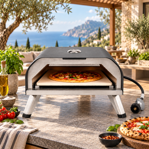 Four à pizza au <span class=keywords><strong>gaz</strong></span> portable <span class=keywords><strong>pour</strong></span> l'extérieur, avec pierre à pizza en céramique de 12 pouces et thermomètre intégré <span class=keywords><strong>pour</strong></span> le <span class=keywords><strong>barbecue</strong></span> et le <span class=keywords><strong>camping</strong></span> - Product Image 1