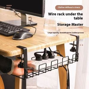 Gestion des câbles : Support robuste en acier pour câbles, organiseur de bureau et de maison, avec fentes à griffes, sans perçage, plateau sous le bureau - Product Image 4