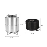 Jocreek Tungku Api Kayu Bakar Stainless Steel 15 Inch, Portable, Tanpa Asap, untuk Pesta Luar Ruangan